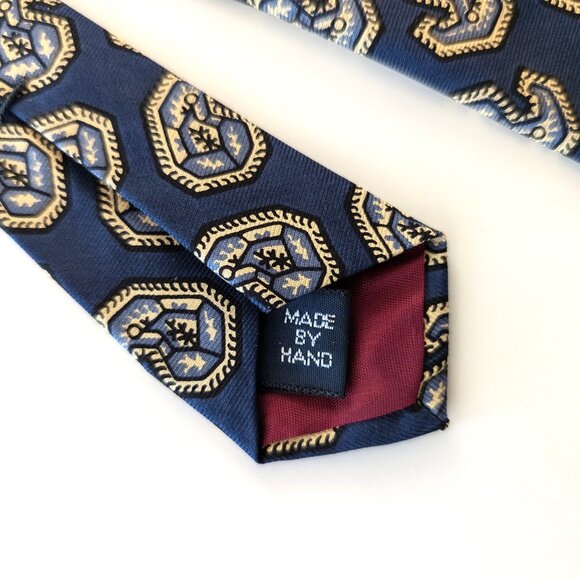 POLO RALPH LAUREN Homme Neck Tie Blue‎ Geometric Silk Made By Hand USA - Picture 6 of 10